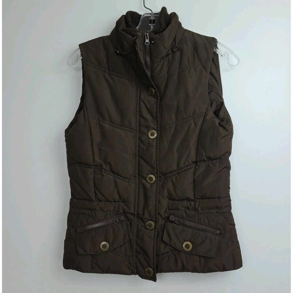 Maurices Full-zip Puffer Vest Women's S Chocolate Brown Zipped Pockets